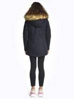 Cotton padded parka with faux fur