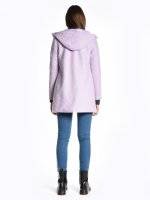 Faux shearling hooded zip-up coat