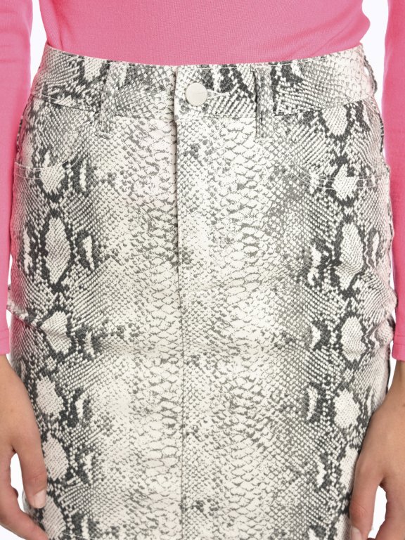Bodycon mini skirt with snake print