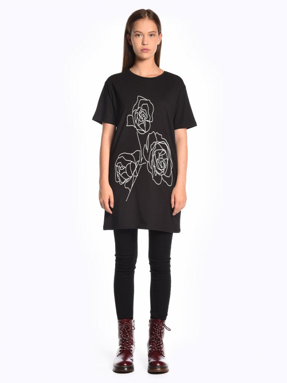 Longline to-shirt with print