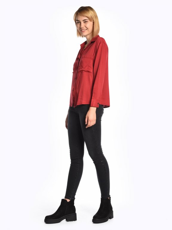 Viscose blouse with chest pockets