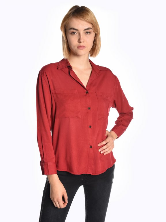 Viscose blouse with chest pockets