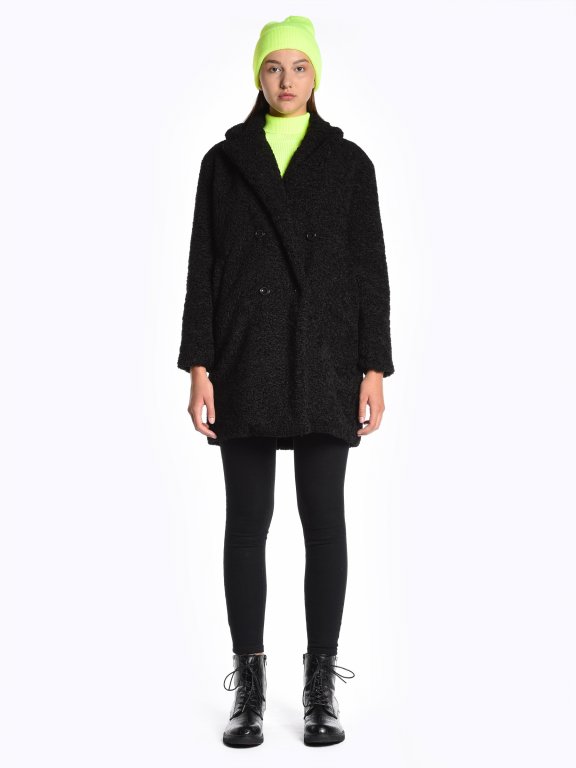 Faux shearling double breasted coat