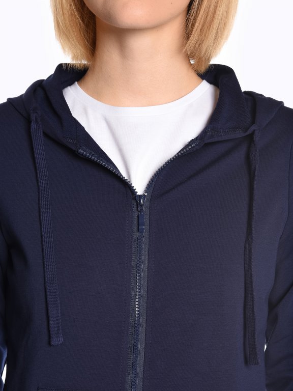 Zip-up hoodie with sleeve stripes