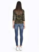 Camo print long sleeve t-shirt with buttons