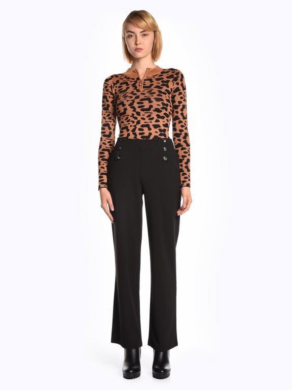 Wide leg high waisted stretchy trousers