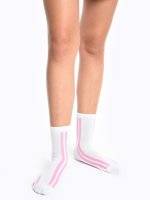 2-pack crew socks with neon stripes