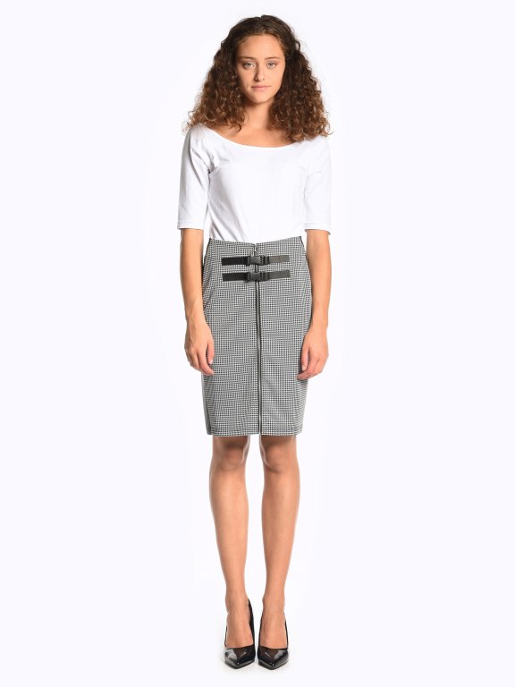 Bodycon zip-up skirt with buckles