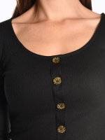 Ribbed long sleeve top with buttons