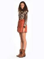 Faux suede mini skirt with belt