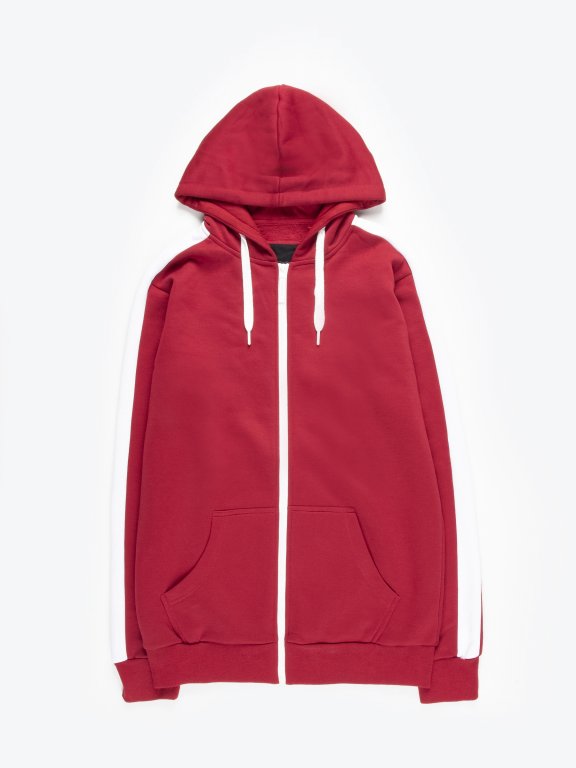 Zip-up hoodie with sleeve stripe