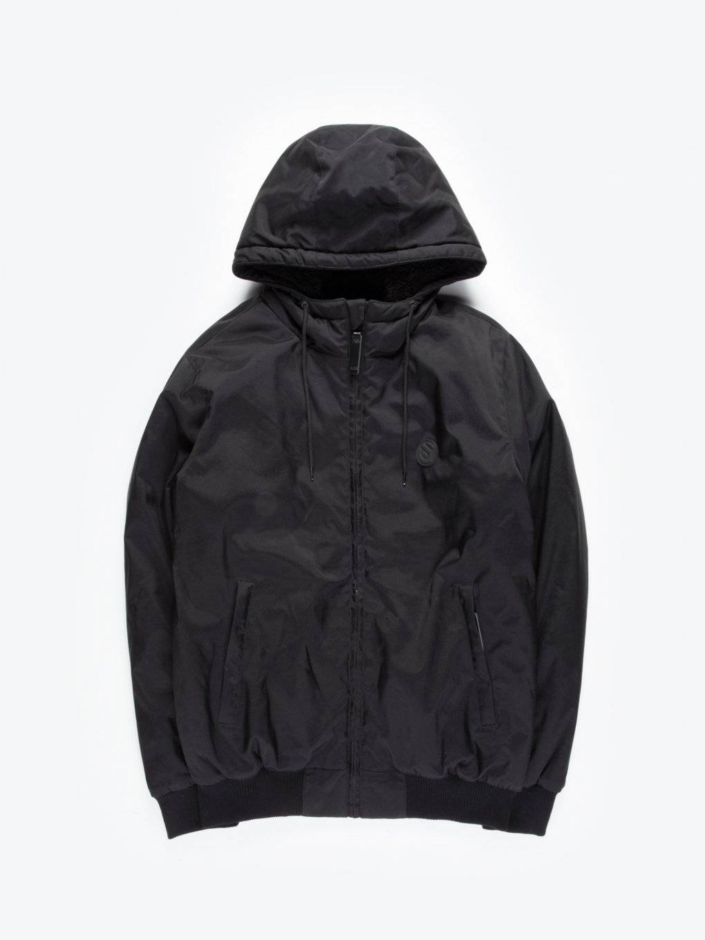 Sherpa lined nylon hooded jacket