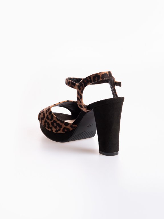 Leopard print high heel sandals