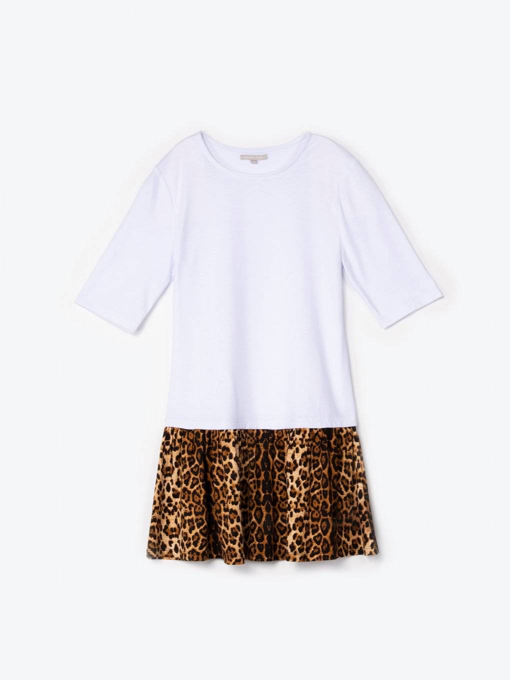 Combined top with animal print