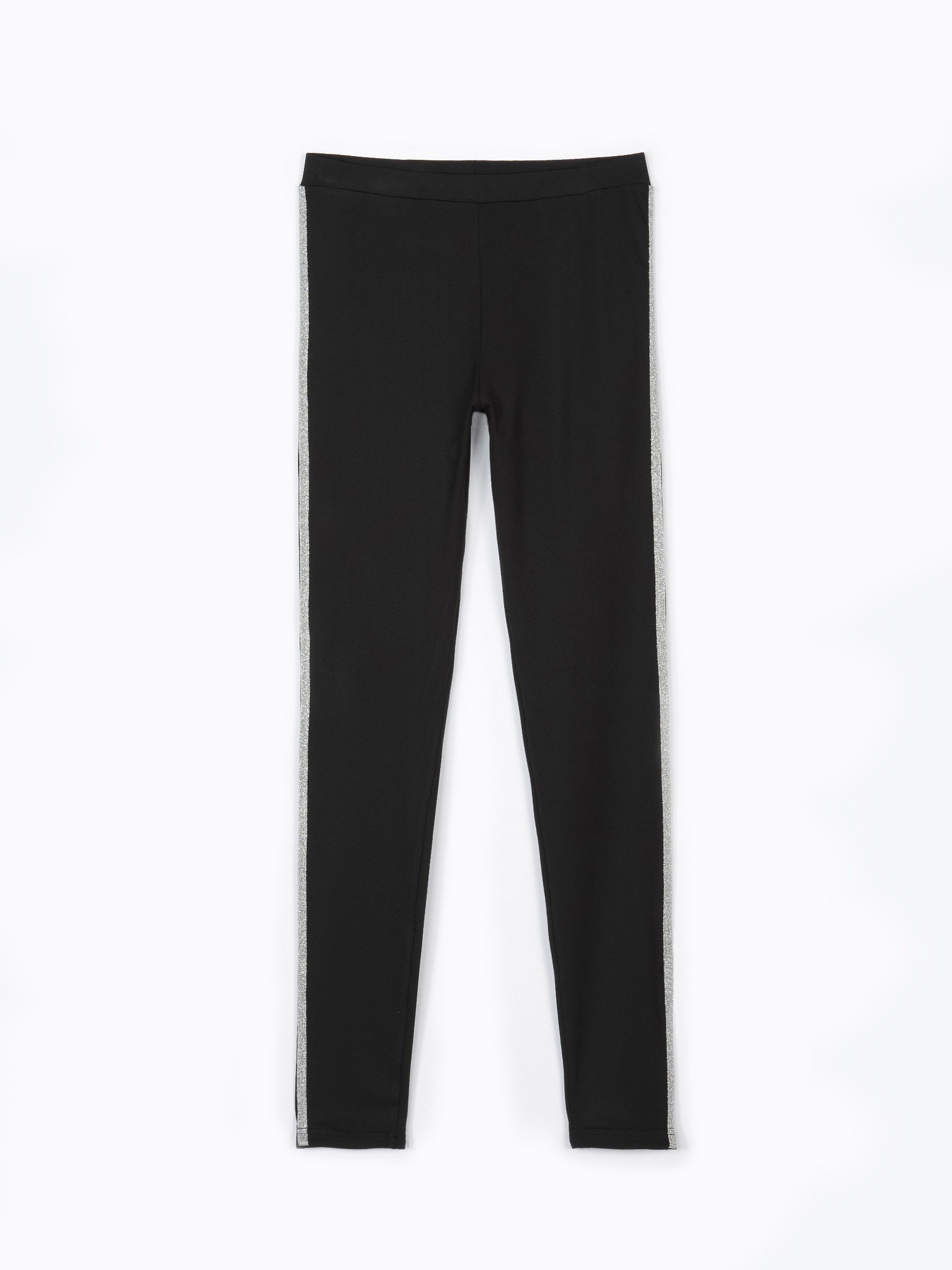 black trousers with silver side stripe