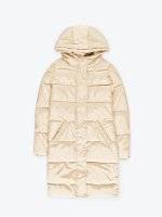 Basic longline quilted padded jacket with hood