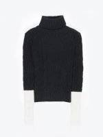 Colour block sleeved structured roll neck pullover
