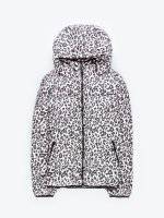 Leopard print quilted padded jacket with hood