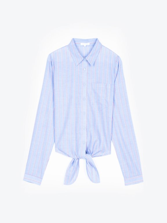 Striped cotton shirt with knot