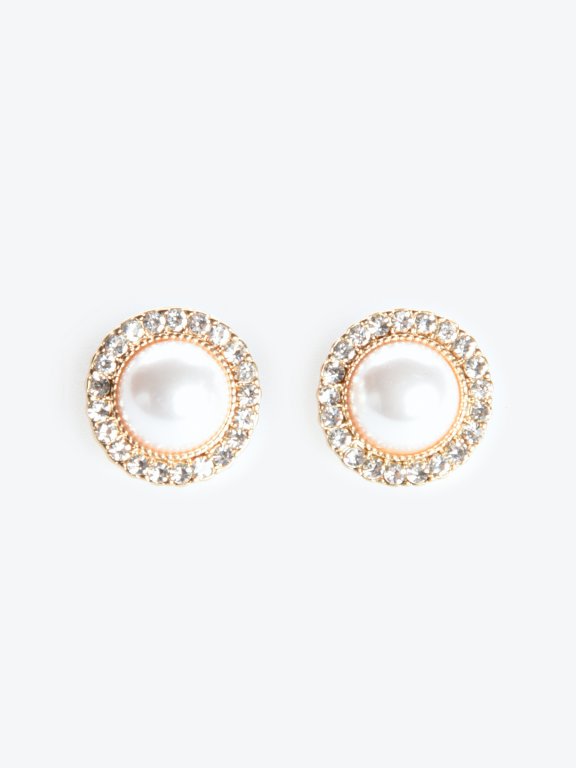 Earrings with pearl and stones