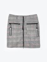 Plaid zip-up skirt with pockets