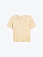 Faux suede top with v-neck