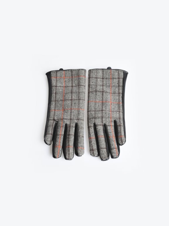 Combined plaid gloves