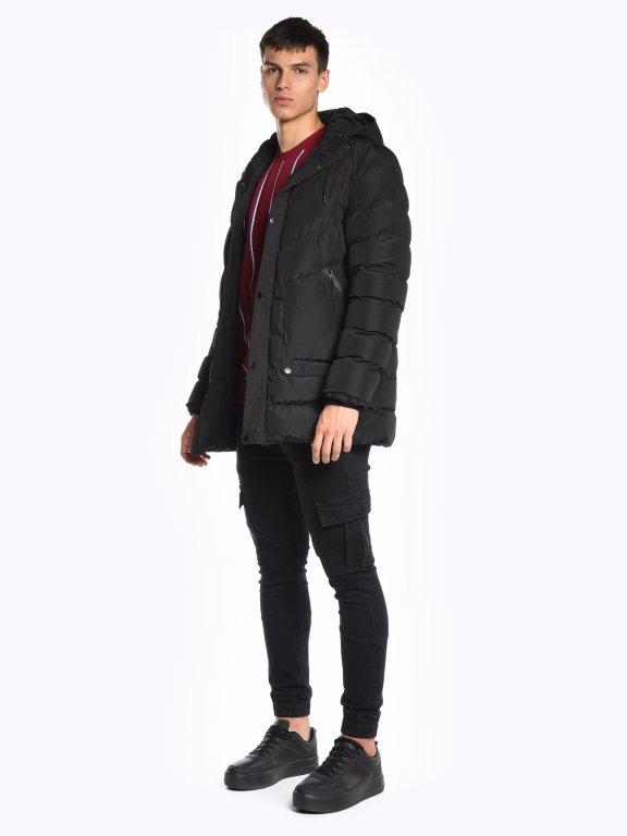 Quilted padded parka with hood