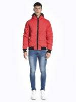 Quilted padded bomber jacket with hood