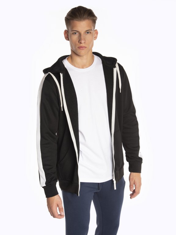 Zip-up hoodie with sleeve stripe