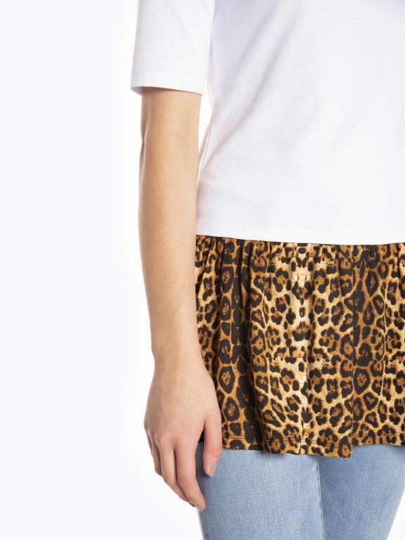 Combined top with animal print