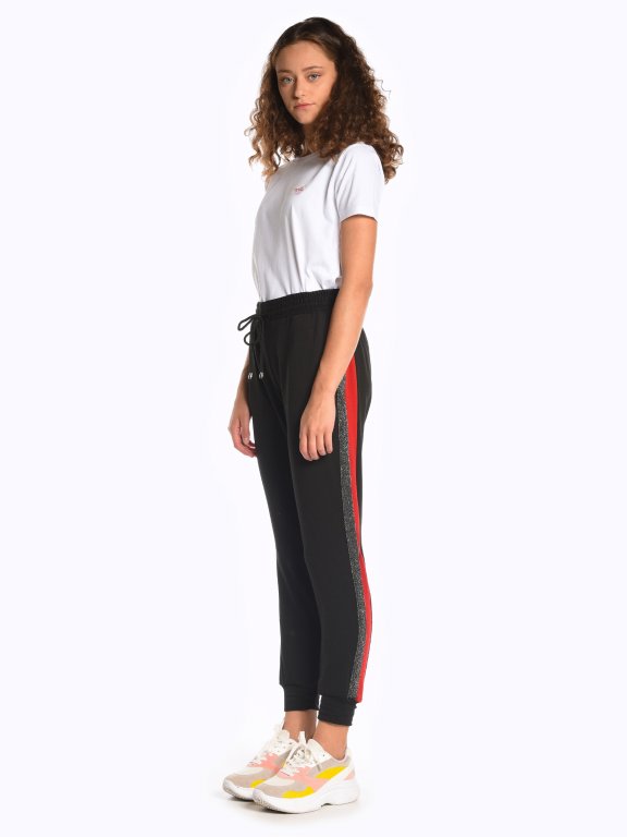 Soft sweatpants with side tape
