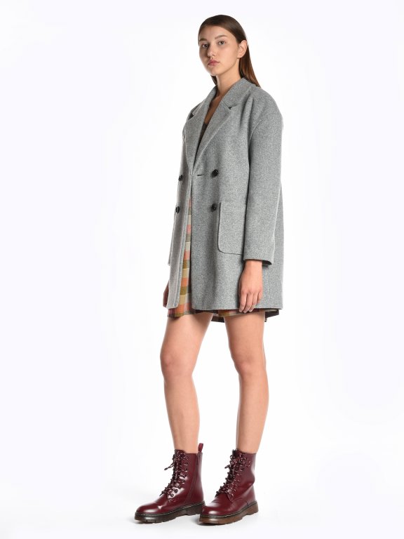 Oversized double brested wool coat