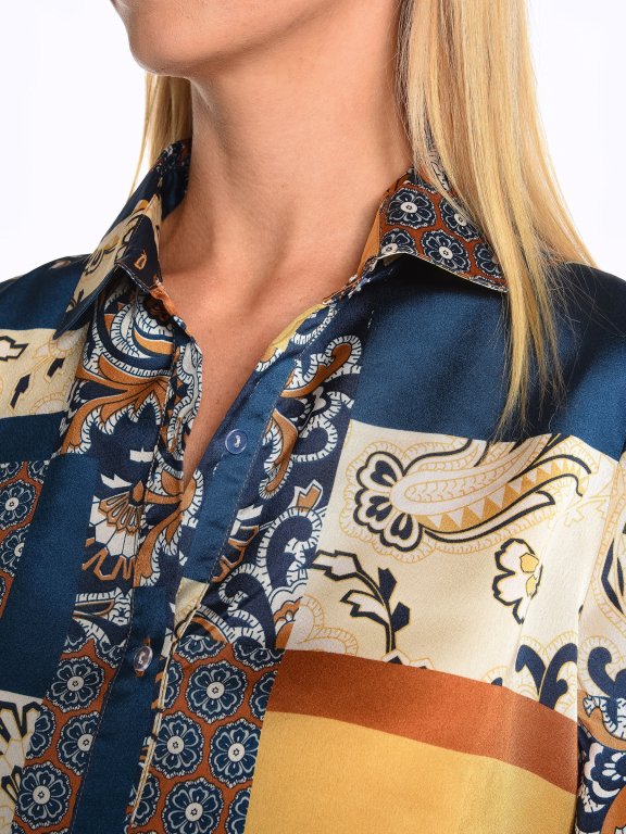 Printed satin blouse