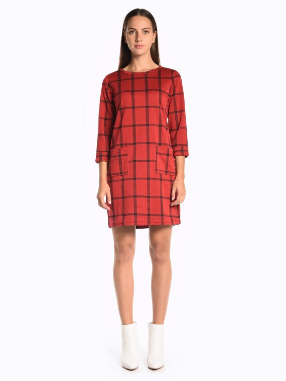 Plaid dress with patch pockets