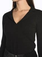 Long sleeve t-shirt with lapels