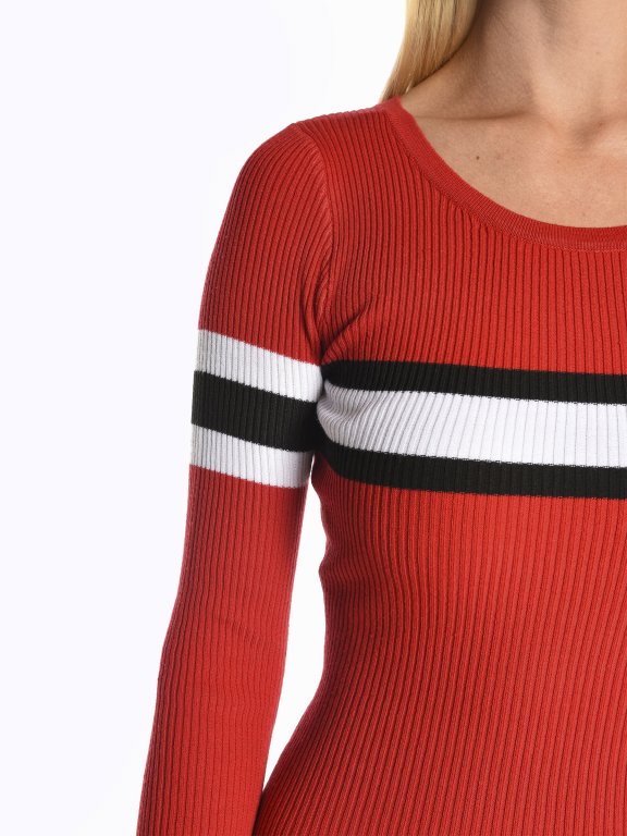 Ribbed bodycon dress with stripes