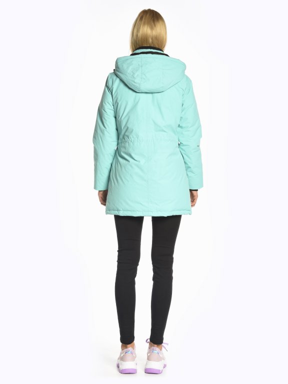 Water-resistant padded jacket with hood