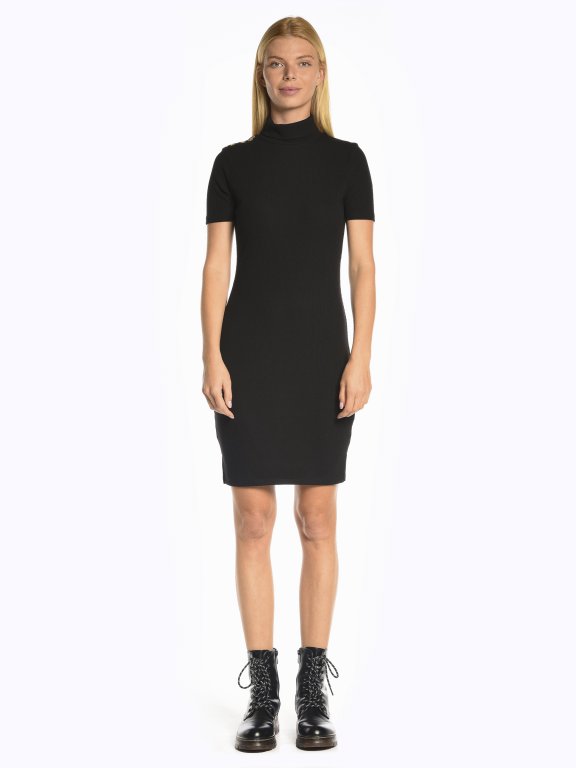 Bodycon ribbed roll neck dress
