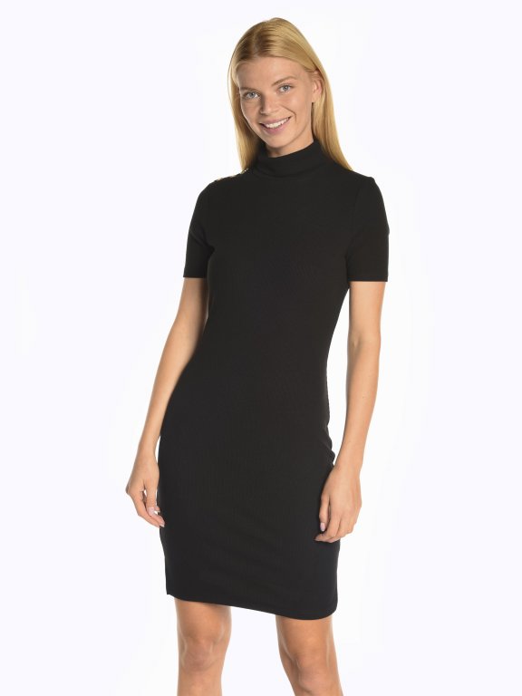 Bodycon ribbed roll neck dress
