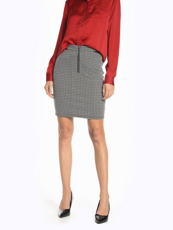 Jacquard bodycon skirt with zipper