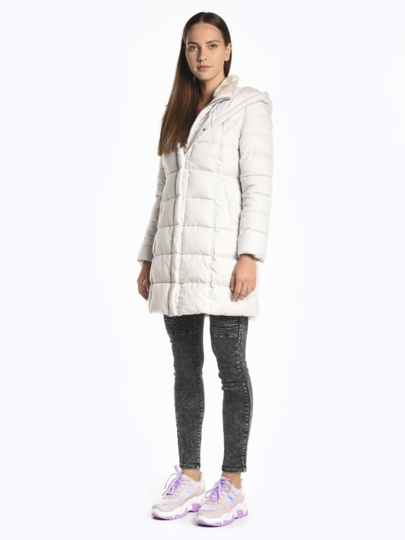 Marled quilted padded jacket with hood