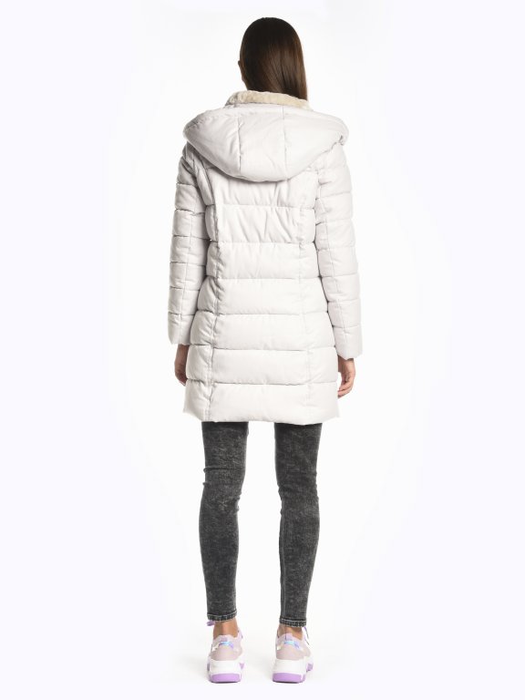 Marled quilted padded jacket with hood