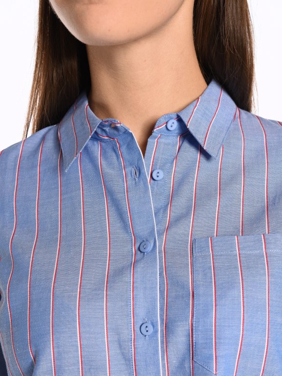 Striped cotton shirt with knot