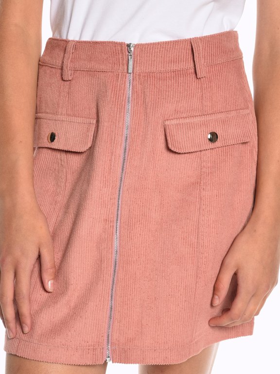 Corduroy zip-up skirt