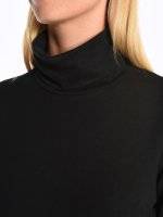 Short sleeve roll neck T-shirt with side slits