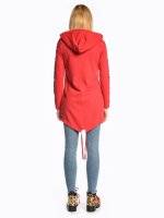Longline zip-up hoodie with decorative tape