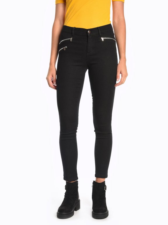 Skinny sretchy trousers with zippers