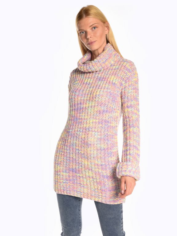 Colourful roll neck jumper