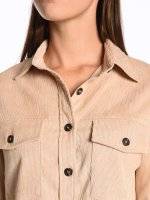 Corduroy boxy shirt with chest pockets